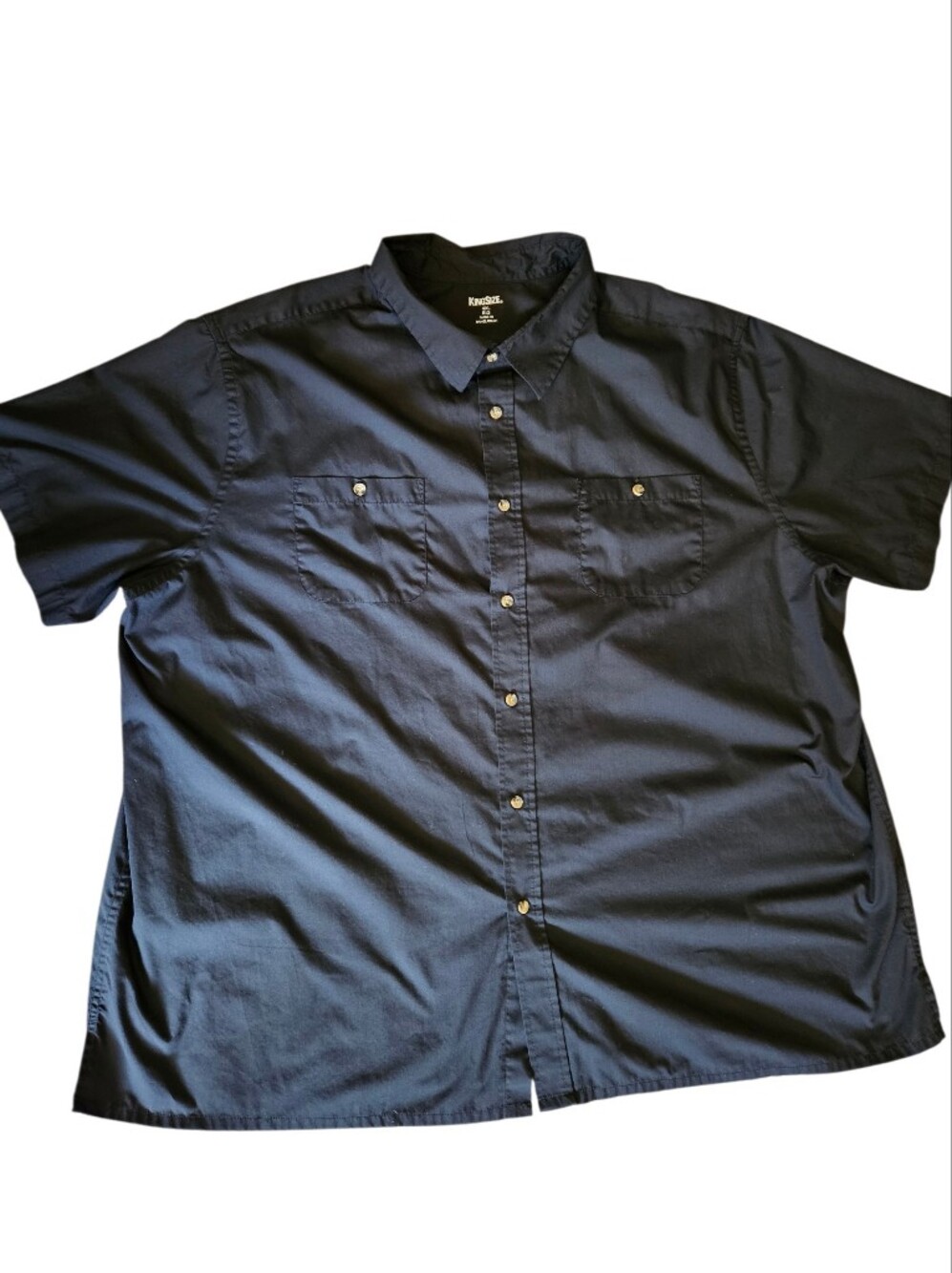 King Size 4XL Classic Short-Sleeve Button-Up Shirt - Black